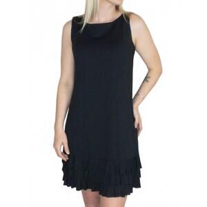 NEW BEACHTIME ruffle trim mini dress in black